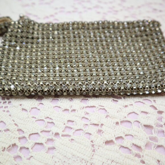 Antique 1920s Art Deco Rhinestone Pouch Czechoslovakia Glamorous Evening Bag Wri - Picture 4 of 13